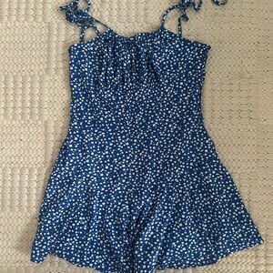 Blue Floral Romper Dress